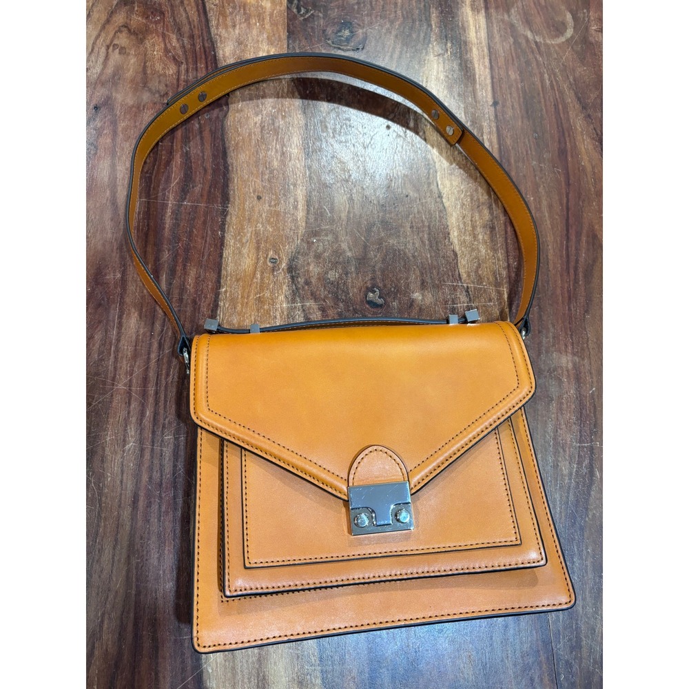 LOEFFLER RANDALL crossbody bag womens tan leather accordion envelope satchel